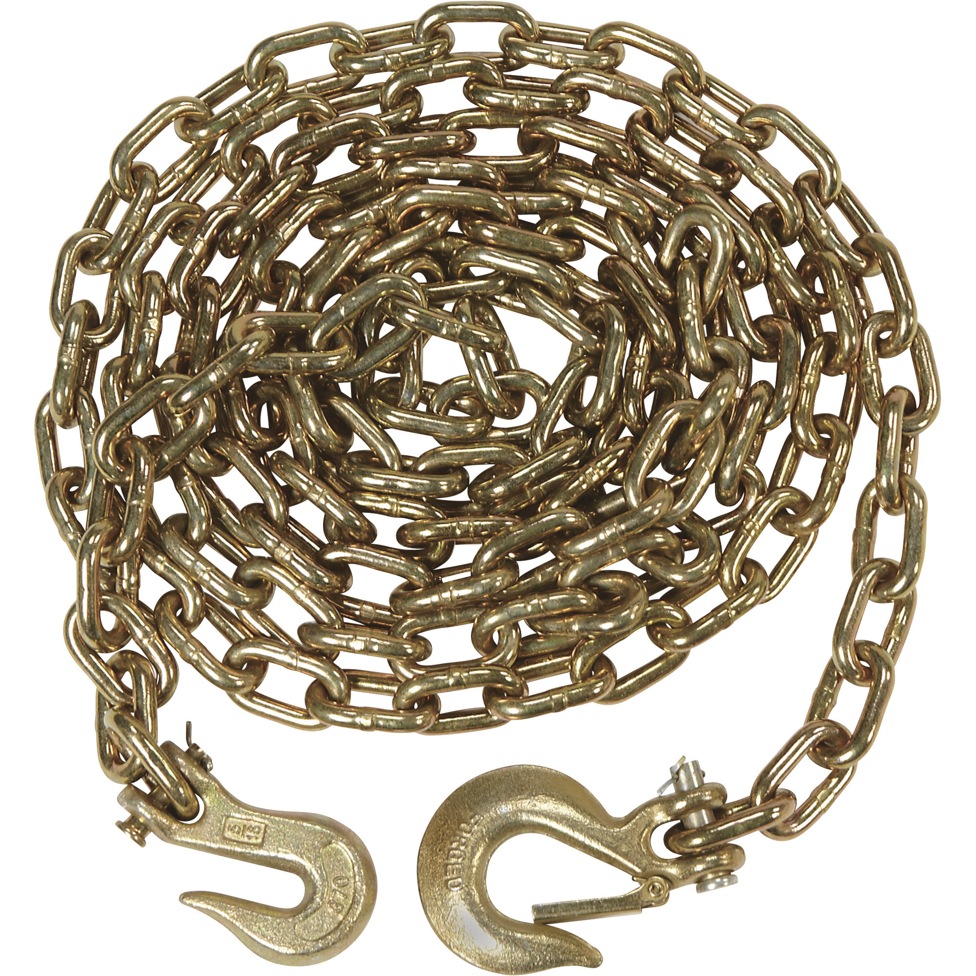 KingChain 5/16in. x 14ft. Grade 70 (G70) Binder Chain with 5/16in. Clevis Grab Hook and 5/16in. Latched Clevis Slip Hook, 4700 Lbs. Safe Work Load